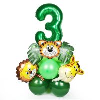 【cw】 21pcs Jungle Birthday Number Set 1 2 3 Year Kids 1st Decorations Baby Shower Globos ！