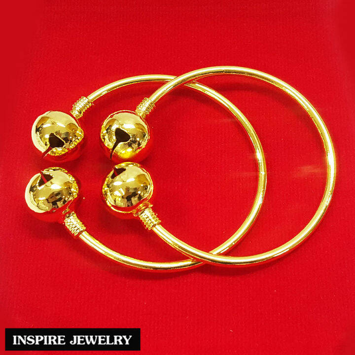 inspire-jewelry-กำไลข้อเท้าเด็ก-กระพรวนคู่โบราณ-ทองเหลืองอร่าม-กลมเกลี้ยง-ใช้งานดีและทนมาก-ขนาด-4-8-5-5cm-ประมาณ-3-เดือน-2-ขวบ