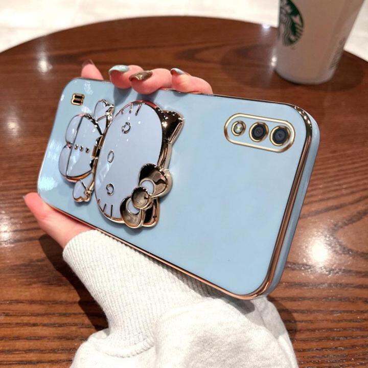 folding-makeup-mirror-phone-case-for-samsung-galaxy-a01-m01-case-fashion-cartoon-cute-cat-multifunctional-bracket-plating-tpu-soft-cover-casing