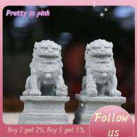 PRETTY IN PINK 1 1 Pair หินสีขาว รูปแกะสลักสิงโตขนาดเล็ก การ์เดียน สไตล์จีนจีน มินิประติมากรรม ของขวัญสำหรับเด็ก Fu provironity รูปปั้นฮวงจุ้ยชิ สากลสากลสากล