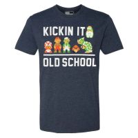 เสื้อยืดสีขาวเสื้อยืด ผ้าฝ้ายผสม พิมพ์ลาย Mario Kicking It Old School น่ารัก สีฟ้า แฟชั่นฤดูร้อนS-4XL