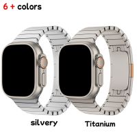 Stainless steel strap For Apple Watch ultra 49mm 8 45mm Titanium Orange Band 44/41mm Link Bracelet Loop for iWatch 6 5 40mm band Straps