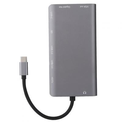 Dahui 8in1 USB3.0x2 + HDMI/แจ็ควีจีอาร์3.5 Gigabit Lan Type-C (Pd) แท่นวางมือถือสำหรับ Mac OS