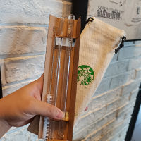 Starbuck Taiwan เม่นกอสเปลแบบหนาและหลอดแก้วอย่างดีสามารถนำกลับมาใช้ใหม่ได้การป้องกันทางสิ่งแวดล้อมไม่ใช้แล้วทิ้งพร้อม Tabung Minum แปรงทำความสะอาดหลอด