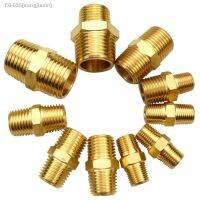 ❁♀☌ Brass Pipe Fitting Hex Nipple 1/8 1/4 3/8 1/2Male Thread Coupler Connector Copper