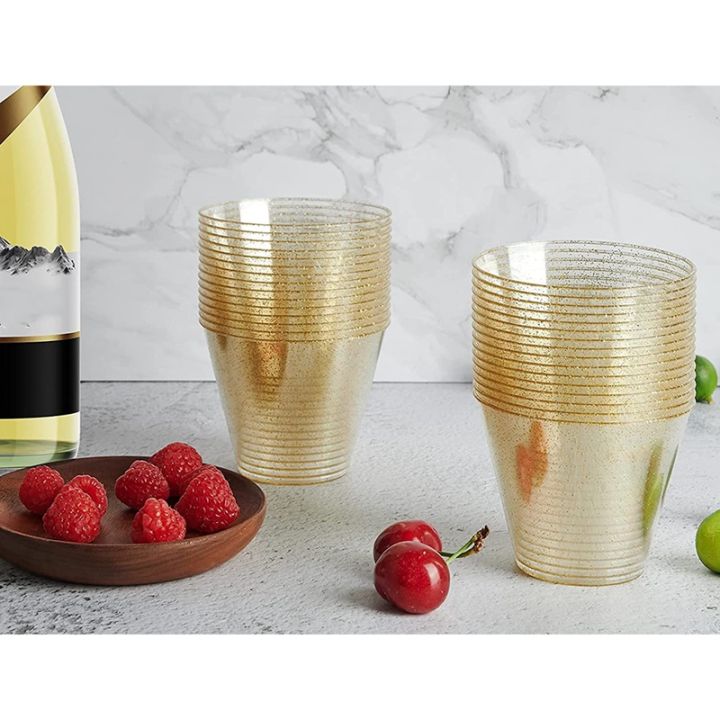 gold-plastic-cups-clear-plastic-wine-glasses-fancy-disposable-hard-plastic-cups-with-gold-glitter-for-party-cups