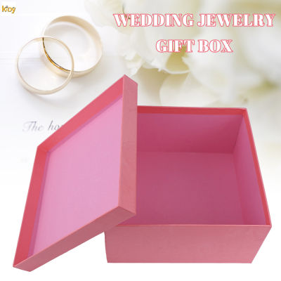 กล่องของขวัญสีชมพู KIDY เครื่องประดับกระดาษแข็งสี่เหลี่ยมพร้อมฝากล่องเก็บของสำหรับบรรจุของขวัญปาร์ตี้แต่งงาน