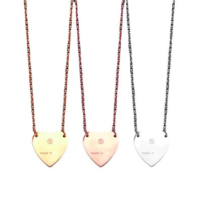 Popular Simple Womens Peach Heart Stainless Steel Necklace