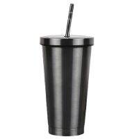 500ml Stainless Steel Tumblers Mug Anti-corrosion Spill-proof with Lid Straw Rustproof Travel Daily Life Coffee Mug