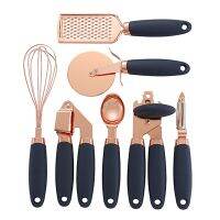 Wz0081da เหล็ก Kitchenware】7Pc Rose ทองคำขาว Knoflookpers ที่ตัดพิซซ่า Keuken ชุดแกดเจ็ต Blikopener Aardappel Koken High-End Keukengerei Keuken อุปกรณ์เสริม