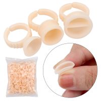 【LZ】℗  Descartável Silicone Eyelash Glue Ring Cup Holder Container Tattoo Pigment Cílios Extensão Ferramentas Maquiagem Lash Suprimentos 100 Pcs