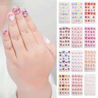 Mxbeauty 24pcs Set Kuku Palsu Motif Kartun Bunga Untuk Nail Art Manicure Anak