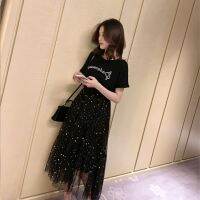 เสื้อผ้าแฟชั่นสำหรับสุภาพสตรี French fairy over-the-knee length skirt restoring ancient ways is loose big significant code 200 jins thin French gauze dress