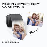 Personalized Valentines Day Couple Photo Tie 8cm Wide Polyester Casual Party Wedding Mens Necktie Fun Shirt Accessories