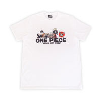【Hot】 [สินค้าลิขสิทธิ์แท้/พร้อมส่ง] เสื้อยืดคอกลม สีขาว วันพีซ กลุ่มหมวกฟาง  | One Piece STRAW HAT CREW T-shirt [No.8] แฟชั่นแขนสั้นผ้าฝ้าย
