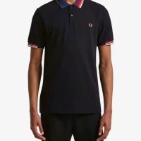 FRED PERRY Fred Preey เสื้อยืดแขนสั้นผ้าฝ้ายไม่มีซับในคอโปโลสำหรับผู้ชายใส่ในฤดูร้อน