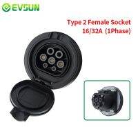 EVSUN Type 2 Female Socket Connector Outlet IEC 62196-2 16/32A 1 Phase 4 Point Fixed AC EV Charging