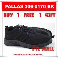 Pallas 306-0170/ 307-0170 BK SCHOOL SHOES ** FOC ถุงเท้า สีดํา 1 คู่ dfd