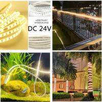 LED light strip DC24V ไฟเส้นไฟแถบตกแต่งบ้าน ตกแต่งกลางแจ้งได้กันน้ำ ตัดระยะทุกๆ 20cmใช้ในสถานที่ก่อสร้าง อุโมงค์ บ่อปลา