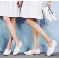 COD DSFEDTGETEER Breathable Womens Flats White Nurse Shoes Slip on Loafers Ladies Flat Platform Shoes Moccasins