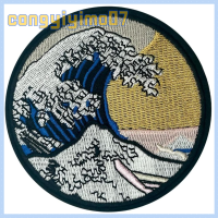 CONGYIYIMO07 3pcs เดอะเกรทเวฟออฟ แพทช์ญี่ปุ่น รีดบน 9ซม. ค่ะ แพทช์ The Great WAVE OFF เย็บบนป้าย 3.5นิ้วค่ะ แผ่นติดด้วยการรีด งานฝีมือเสื้อผ้า DIY