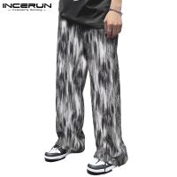 COD Men Casual Fashion Long Elastic Waist INCERUN Pants Tie-dyed Loose