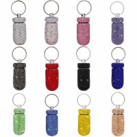 【YF】 Medicine Organizer Bottle Pill Box Tablet Holder Sparkling Fine Workmanship Full Rhinestone Aluminum Alloy Vial for Hiking