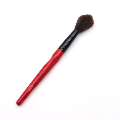 Classic Red Plastic long Handle Long Fluffy Synthetic Buildable Cheek Makeup Brush