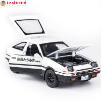 โมเดลรถโลหะผสม AE86 LEAL พร้อมไฟเสียงจำลองของเล่นรถลาก1:28สำหรับของขวัญคริสต์มาสวันเกิด