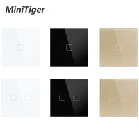 MiniTiger EU/UK Standard 1 Gang 1 Way Touch Switch White Crystal Glass Panel Touch Switch  Light Wall Only Touch Function Switch Electrical Circuitry