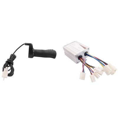 24V 500W DC Electric Bike Motor Brushed Controller Box with Brush Controller Long Line Turn Handlebar for Electric Bicycle Scooter E-Bike Accessory