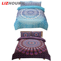 LIZHOUMIL ชุดคลุมขนอ่อนในบ้าน3ชิ้นพร้อมปลอกหมอน2ใบนุ่มพิเศษลายแมนดาลาระบายอากาศได้ดีชุดเครื่องนอนทุกฤดู