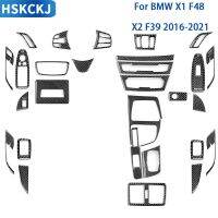 ชุดเครื่องปรับอากาศในรถ BMW,F39 X2 X1 F48 2016-2021รถคาร์บอนไฟเบอร์อุปกรณ์ตกแต่งภายในชุดแผงควบคุม CD ตกแต่งอย่างมีสไตล์