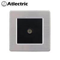 Atlectric Cat5e Dual RJ45 evision Computer Ethernet Plug Wall Socket Stainless Steel Panel Socket Outlet