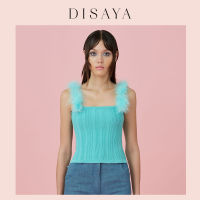 Disaya - Knit bandeau top with Fux-fur removable straps