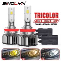 Sinolyn H7 LED H4 H1 H11 3000K 4300K 6000K Tricolor LED Lamps 12V For Headlight Projector Lenses Bulb Car Lights Lamps Upgrade Bulbs  LEDs  HIDs