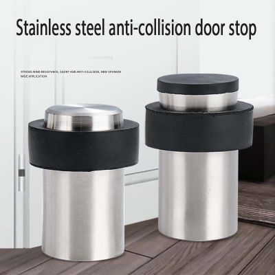 【LZ】❡♟◙  Stainless Steel Mute Door Stop Household Floor-to-ceiling Buffer Door Top Cylindrical Door Stop Door Suction