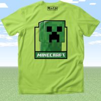 เสื้อยืดคอกลมเสื้อยืด พิมพ์ลาย Minecraft Box สีนีออน สีเขียว สําหรับเด็ก และผู้ใหญ่ S-5XL