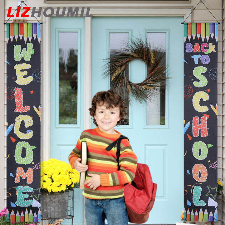 lizhoumil-แบนเนอร์ต้อนรับกลับโรงเรียน1คู่-อุปกรณ์ประกอบฉากสำหรับตกแต่งห้องเรียนชั้นประถมศึกษาปีที่1