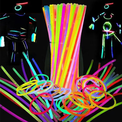 20100Pcs Glow Sticks Party Fluorescence Light Glow In The Dark สร้อยข้อมือสร้อยคอ Neon งานแต่งงานวันเกิด Party Props Decor