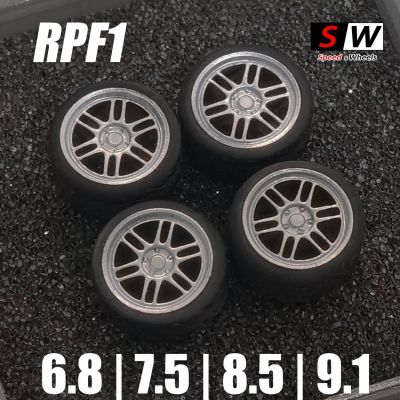 【YF】 1 64 Alloy Wheel Rubber Tires rpf1 6.8mm/7.5mm/8.0mm/8.5mm Racing Vehicle Toys Cars for Hot Wheel/Matchbox/Domeka/Tomy 1:64 Car