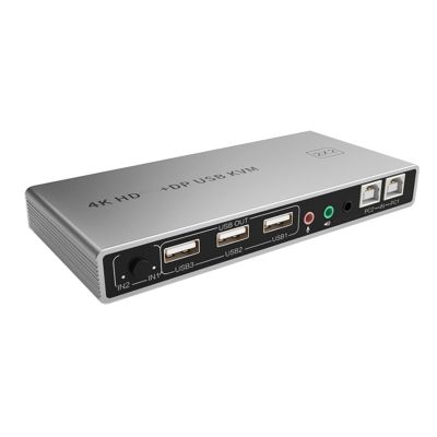 4K 60Hz 2 PC Switching 2 Monitors HD Dual Screen Switcher for Computer Tv Projector Fast Connection Switching