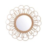 Hanging Mirror Rattan Sunflower Circular Wall Mirror Decor Boho Wicker Dressing Makeup Mirrors fkxe