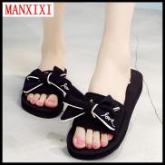 MANXIXI Brand Beautiful Flat Slippers 1.18 Inches Wedge Sandals Bow