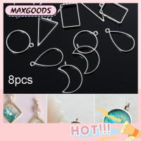 MAXG 8Pcs ใหม่ งานฝีมือ DIY การทำเครื่องประดับ สี่เหลี่ยม กลม กรอบจี้ กลวง เรขาคณิต เรซิน