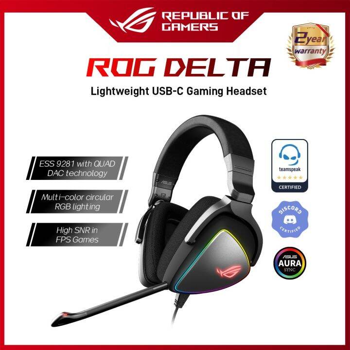 ROG Delta RGB gaming headset headphones with microphone HiRes ESS Quad