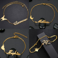 Acheerup ส่วนบุคคล Custom ชื่อสร้อยข้อมือผู้หญิงสแตนเลส Charms แขวน Heart Crown Hand Chain เครื่องประดับ BirthdayGift