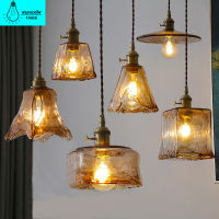 ใหม่! Creative chandelier สามารถใช้ในห้องอาหาร ห้องนั่งเล่น ห้องนอน บาร์ ระเบียง โคมไฟหัวเตียง โคมระย้าแก้วทองเหลืองสไตล์ญี่ปุ่น