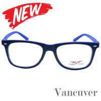 กรอบแว่นตา สำหรับตัดเลนส์ แว่นสายตา แว่นตา รุ่น Vancuver 3012 C-1 สีดำตัดน้ำเงิน ทรงรี ขาสปริง วัสดุ พลาสติกพีซี เกรดเอ เบา เหนียว ไม่แตกหัก