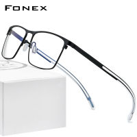 FONEX Pure Titanium Glasses Frame Men Square Myopia Optical Prescription Eyeglass Frame Man New Silicone Eyewear 8553